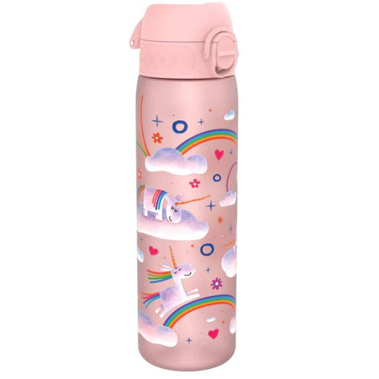 Sticla de apă Ion8 subțire rezistentă la scurgeri, Recyclon™, Unicorni si curcubeu, 500 ml, Editie Limitata