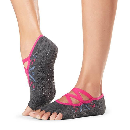 Sosete yoga, pilates, gimnastica ToeSox Half Toe Elle - Gri/ Roz