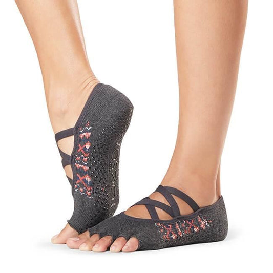 Sosete yoga, pilates, gimnastica ToeSox Half Toe Elle - Gri închis/ Model