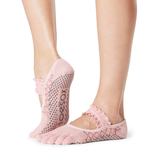 Sosete yoga, pilates, gimnastica ToeSox Full Toe MIA - Roz prăfuit