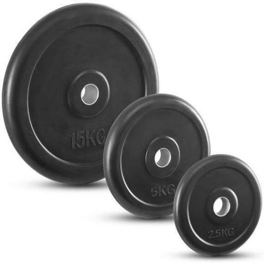 Disc fitness din cauciuc, placa de greutate, 30 mm, negru
