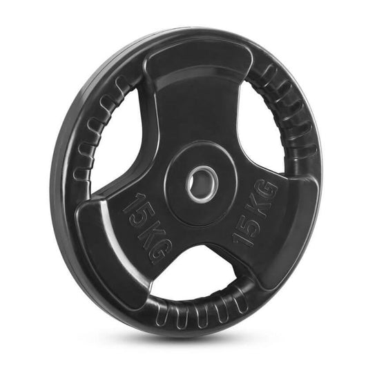 Disc fitness din cauciuc multi-grip, placa de greutate, 30 mm, negru 15 kg