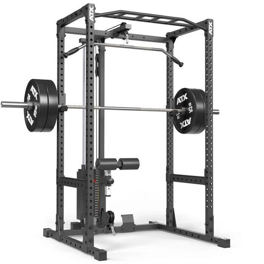 ATX® Power Rack PRX-510 cu stație profesională pentru tracțiuni la scripete cu stivă de greutăți 100 kg – înălțime 198 cm
