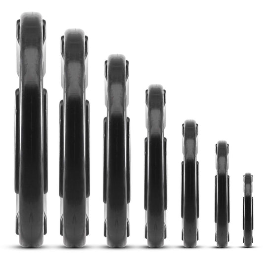 Disc fitness din cauciuc multi-grip, 30 mm, negru, 0.5 - 20 kg