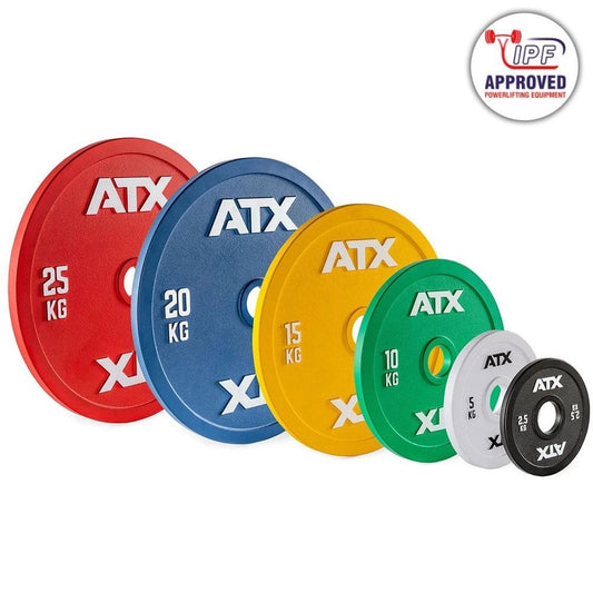 Disc olimpic din oțel calibrat ATX®, cu cod internațional de culori, de la 2,5 kg până la 25 kg