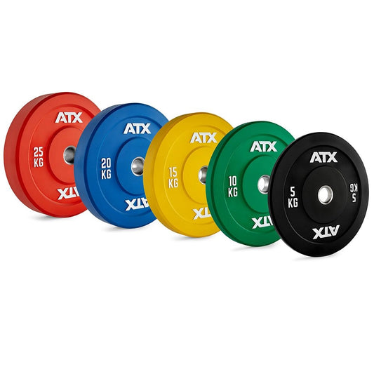 Discuri bumper ATX® Color din cauciuc integral – 50 mm, de la 5 până la 25 kg