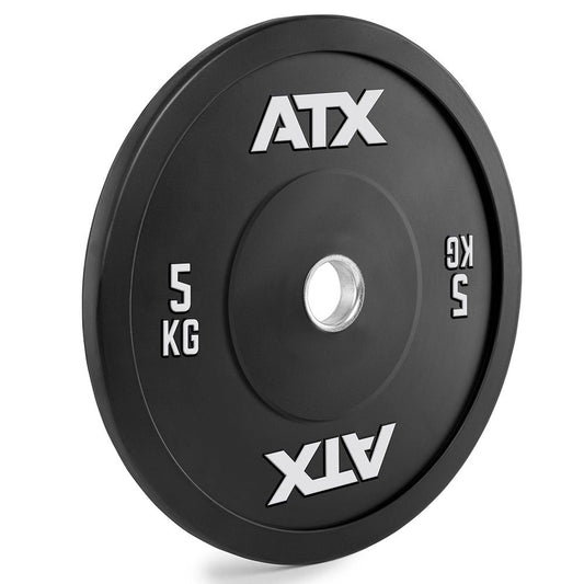 Disc olimpic Bumper de cauciuc ATX® Ø 50 mm, 5 - 25 kg, negru cu print alb