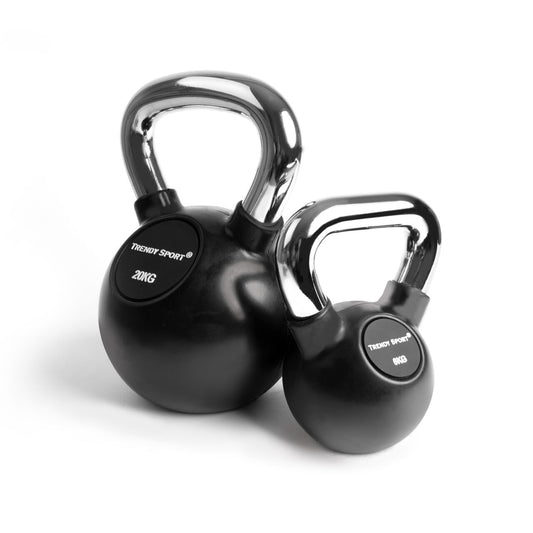 Trendy Sport Black Kettlebell cu invelis de cauciuc, 4-36 Kg, maner cromat
