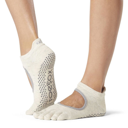 Sosete yoga, pilates, gimnastica ToeSox Full Toe Bellarina - Crem/Gri