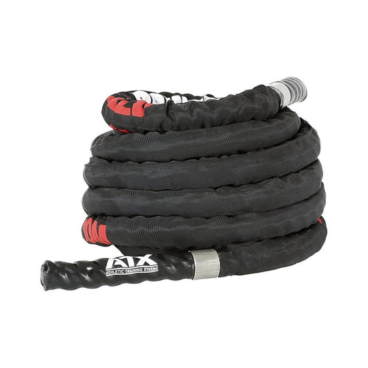 Franghie antrenament functional ATX® Battle Rope, 10 m, cu protectie de nylon, negru