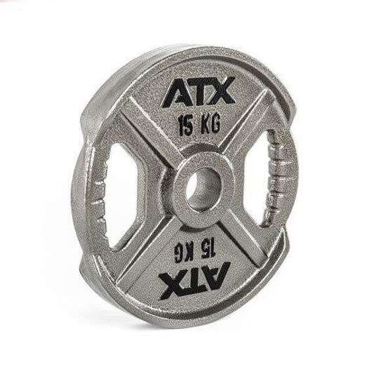 Disc olimpic din fonta cu dubla prindere ATX®, Ø 50 mm, 1.25 - 25 kg, gri