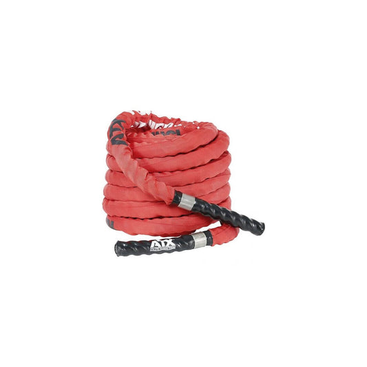 Franghie fitness ATX® pentru antrenament functional, Battle Rope, 15 m, cu protecție de nylon, roșu