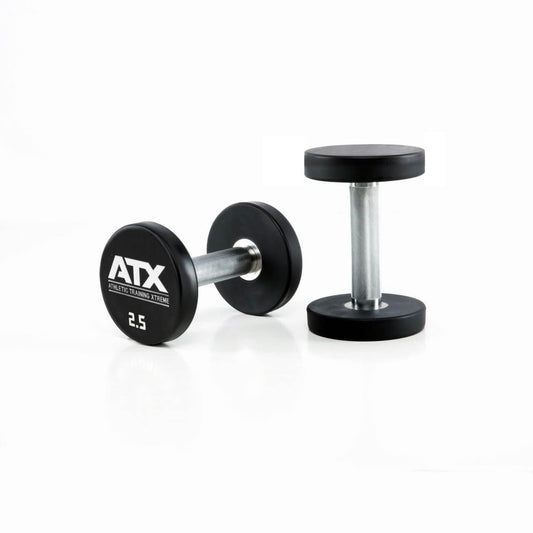 Gantera poliuretan ATX® , Ø 32 mm,132 mm, 2.5 - 60 kg, negru / crom