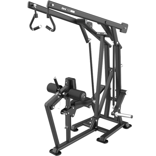 Aparat Fitness Drax High Row pentru spate, helcometru cu incarcare pe discuri