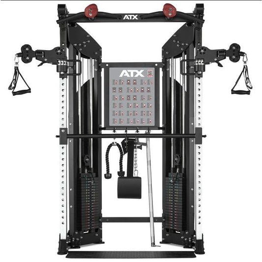Stație ATX ® Dual Pulley multifuncțională – extra lată cu stivă de greutate de 2 x 90 kg și accesorii!