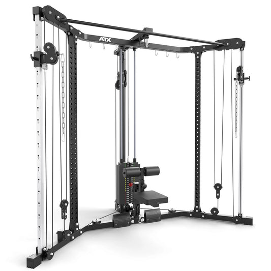 ATX® Stație Cable Cross & Lat Pulldown – Stație de Colț cu Stivă de Greutăți