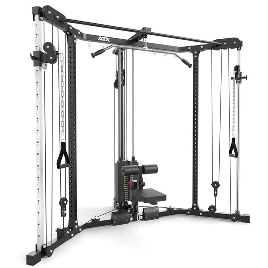 ATX® Stație Cable Cross & Lat Pulldown – Stație de Colț cu Stivă de Greutăți