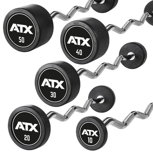 Gantere compacte SZ PRO-Style ATX, cauciucate, 10 – 50 kg, cu logo ATX