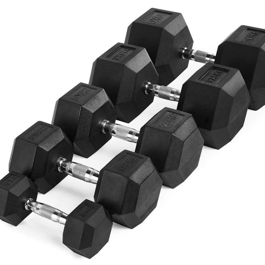 Gantere hexagonale din cauciuc IFS, Ø30 mm, 130 mm, 1 - 50 kg
