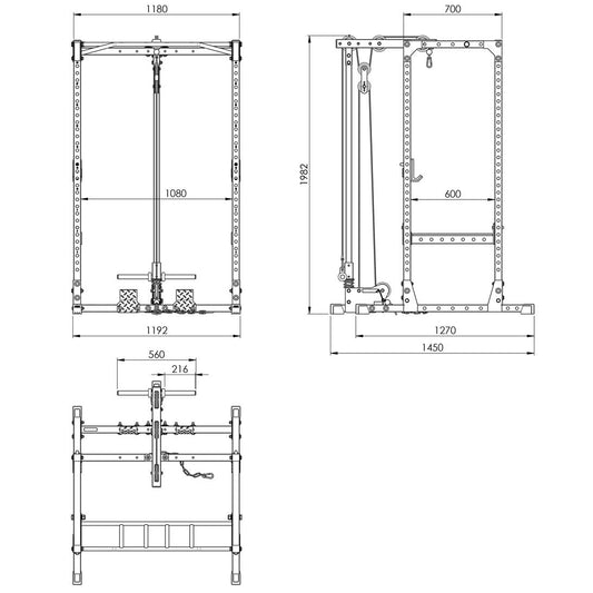ATX® Power Rack PRX-510 cu stație helcometru, incarcare discuri, inaltime 198 cm, seria 500