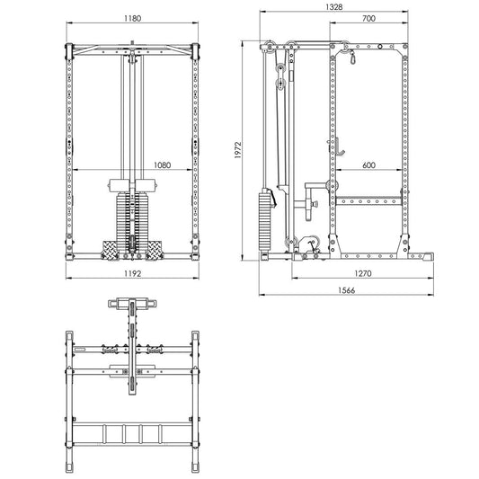 Statie completa ATX® Power Rack 510 cu helcometru, 100 kg stiva de greutate - înălțime 198 cm