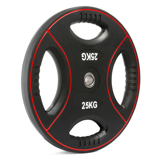 Discuri de greutăți din poliuretan cu 4 prize, 30 mm – de la 1,25 kg până la 25 kg