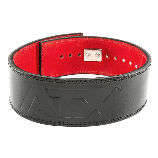 Centură de powerlifting ATX® Power Belt Clip – piele naturală, negru / roșu